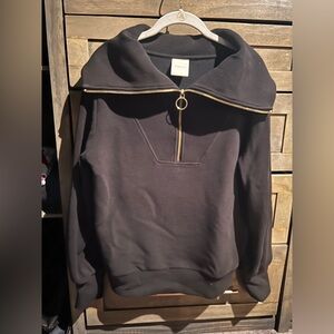 Barley Vine Half-Zip Black Sweater XS